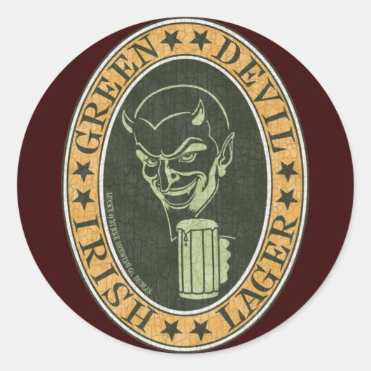 Green Devil Lager Ronde Sticker (Voorkant)