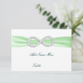Green Diamond Infinity Wedding Table Place Card Kaart (Staand voorkant)