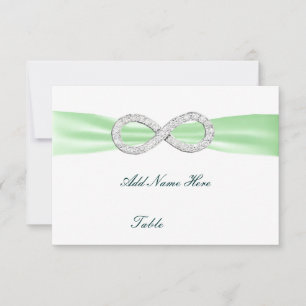 Green Diamond Infinity Wedding Table Place Card Kaart