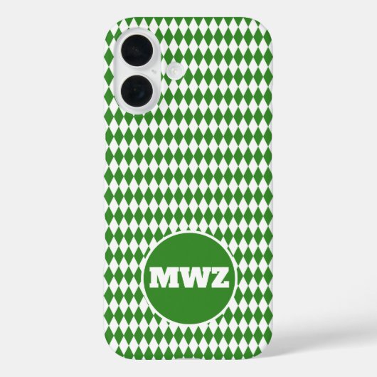 Green Diamond Monogram iPhone Case (Achterkant)