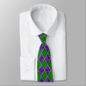 Green Diamond Paars Sequin Pattern Mardi Gras Stro Stropdas (Gebonden)