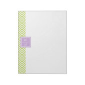 Green Diamonds Pattern en Monogram Notitieblok (Gedraaid)