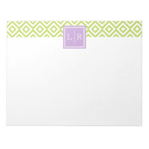 Green Diamonds Pattern en Monogram Notitieblok