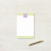 Green Diamonds Pattern en Monogram Post-it® Notes (Op bureau)