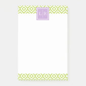 Green Diamonds Pattern en Monogram Post-it® Notes (Voorkant)