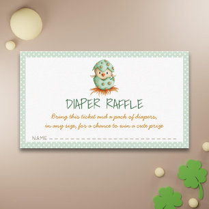 Green Diaper Raffle met Baby shower voor vogelhatc Informatiekaartje
