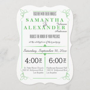 Green die Cut Bracket Art Deco Wedding Invite Kaart