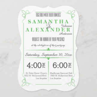 Green die Cut Bracket Art Deco Wedding Invite Kaart