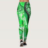 Green Digital Fluid Marmer Art Leggings (Achterkant)