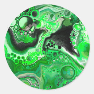 Green Digital Fluid Marmer Art Ronde Sticker