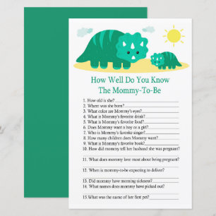 Green Dino Hoe goed ken je het baby shower spel?