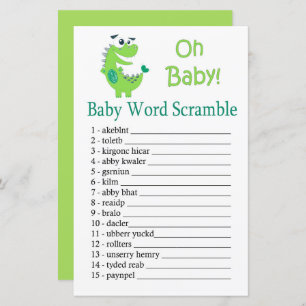 Green Dinosaur Baby word scramble game