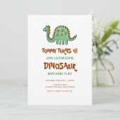 Green Dinosaur Birthday Party Kaart (Staand voorkant)