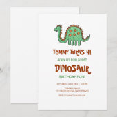 Green Dinosaur Birthday Party Kaart (Voorkant / Achterkant)