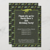 Green Dinosaur Birthday Uitnodiging (Voorkant / Achterkant)