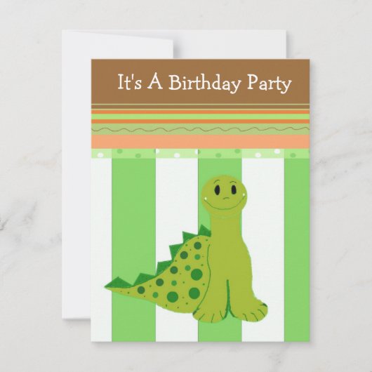 Green Dinosaur Birthday Uitnodiging (Voorkant)