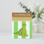 Green Dinosaur Birthday Uitnodiging (Staand voorkant)