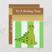 Green Dinosaur Birthday Uitnodiging (Voorkant / Achterkant)