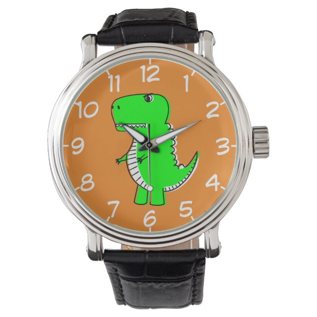 Green Dinosaur Drawing Horloge (Voorkant)
