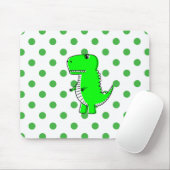 Green Dinosaur Green Polka Dots Muismat (Met muis)
