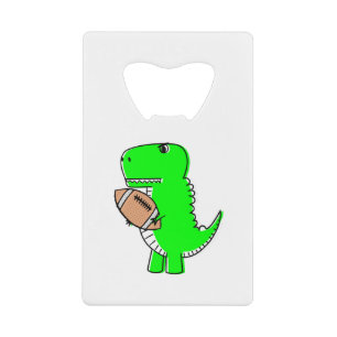 Green Dinosaur houdt van Football Kredietkaart Flessenopener