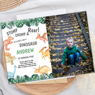 Green Dinosaur Invitations d'anniversaire avec pho