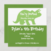 Green Dinosaur Invitations de fête d'anniversaire (Devant / Derrière)