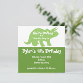 Green Dinosaur Invitations de fête d'anniversaire (Debout devant)