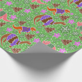 Green Dinosaur Kerstmis Cadeaupapier (Hoek)