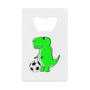 Green Dinosaur Loves Soccer Kredietkaart Flessenopener