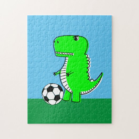 Green Dinosaur Loves Soccer Legpuzzel (Verticaal)