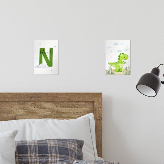 Green Dinosaur Nursery Wall Art Set of 2 Print Set (Slaapkamer)