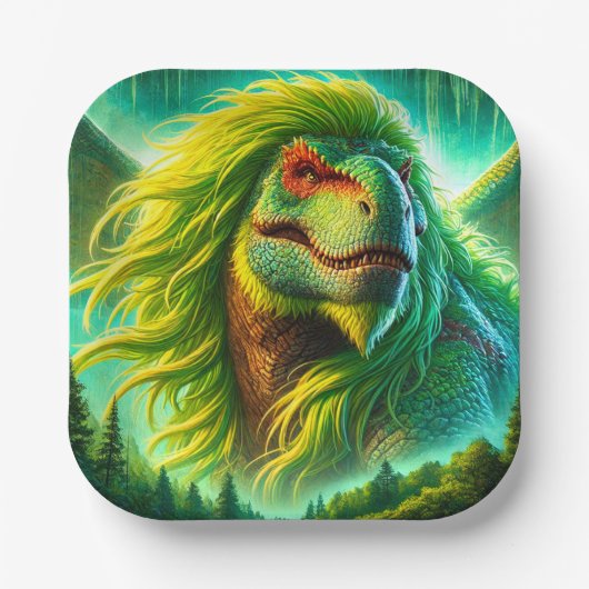 Green Dinosaur Papieren Bordje (Voorkant)