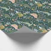 Green Dinosaur Pattern Cadeaupapier (Hoek)