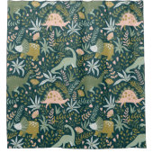Green Dinosaur Pattern Douchegordijn (Voorkant)