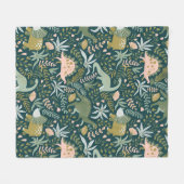 Green Dinosaur Pattern Fleece Deken (Voorkant (Horizontaal))