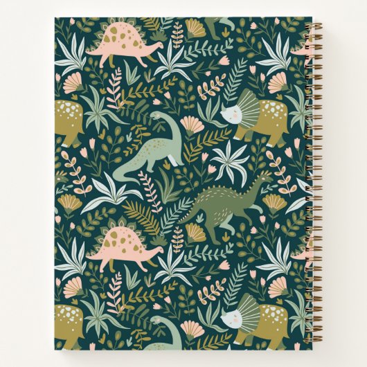 Green Dinosaur Pattern Notitieboek (Achterkant)