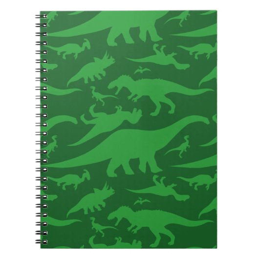 Green Dinosaur Pattern Notitieboek (Voorkant)