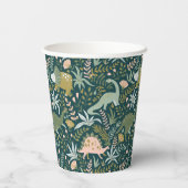 Green Dinosaur Pattern Papieren Bekers (Achterkant)