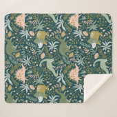 Green Dinosaur Pattern Sherpa Deken (Voorkant (horizontaal))
