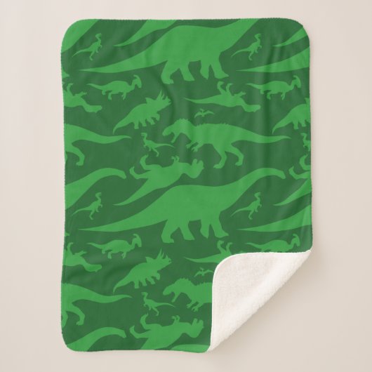 Green Dinosaur Pattern Sherpa Deken (Voorkant)