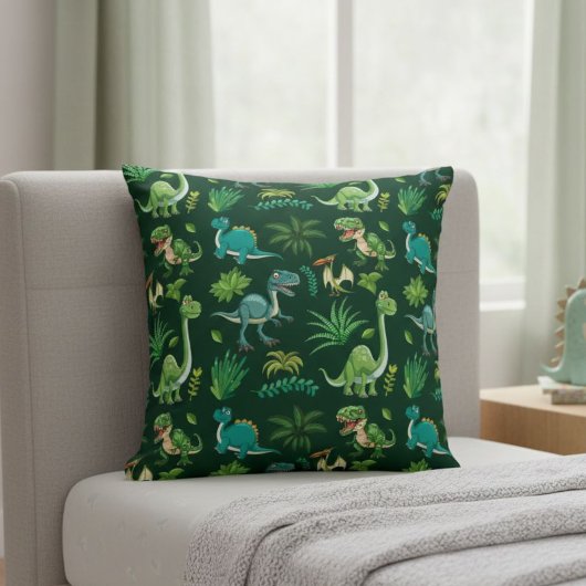 Green Dinosaur Print Decorative Pillow Kussen