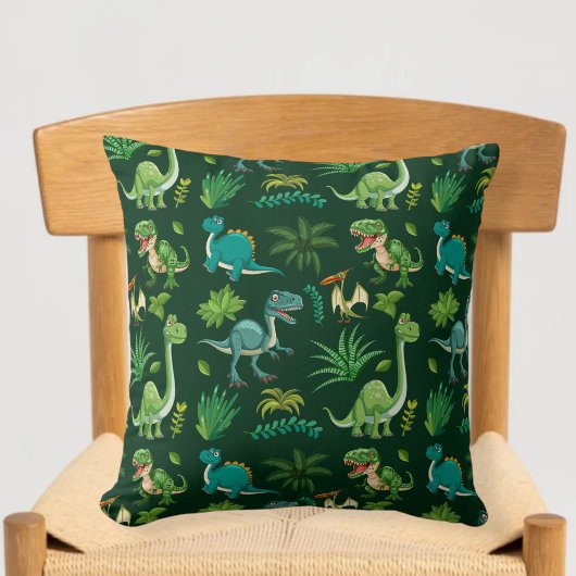 Green Dinosaur Print Decorative Pillow Kussen
