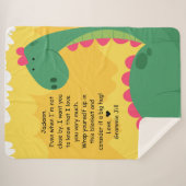 Green Dinosaur Sherpa Blanket met Custom Message Deken (Voorkant (horizontaal))