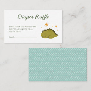 Green Dinosaur Stars Baby Diaper Raffle Informatiekaartje