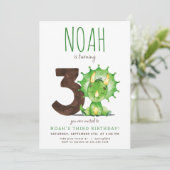 Green Dinosaur troisième invitation anniversaire (Debout devant)