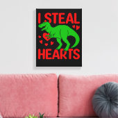 Green Dinosaur Valentijn I Steal Hearts Canvas Afdruk (Insitu (Woonkamer))