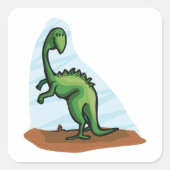 Green Dinosaur Vierkante Sticker (Voorkant)