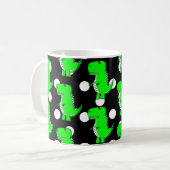 Green Dinosaur White Polka Dot Pattern Koffiemok (Voorkant links)