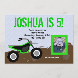 Green Dirt Bike Birthday Uitnodiging